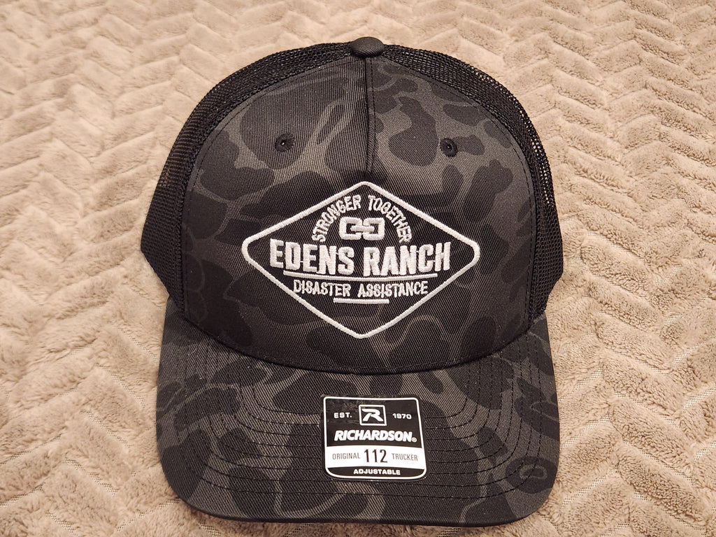 Richardson 112 Trucker Black Camo - White Chainlink or Full Logo, or Leather Patch