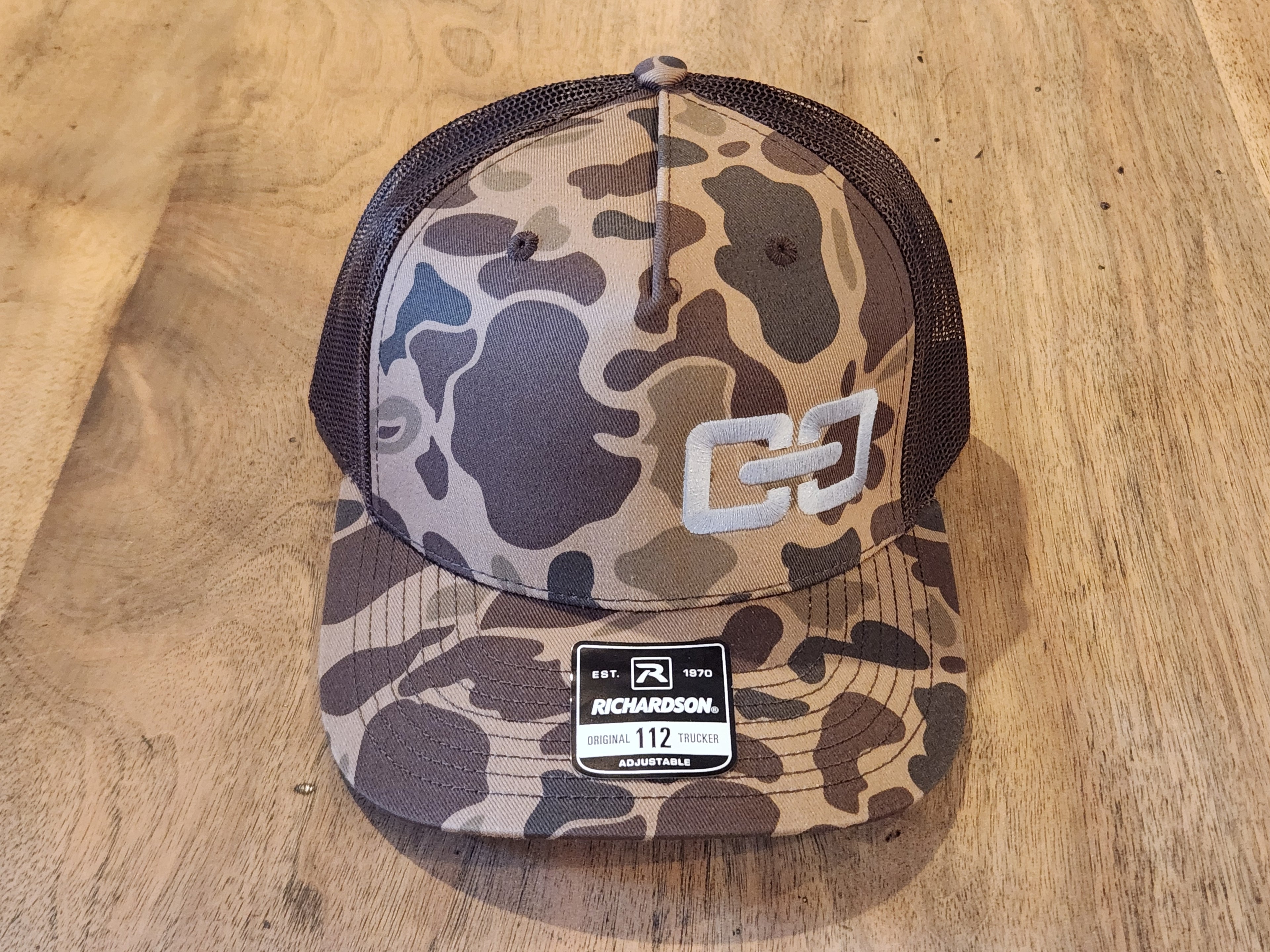 Richardson 112 Trucker Dark Camo - Chainlink, Full Logo or Leather Patch