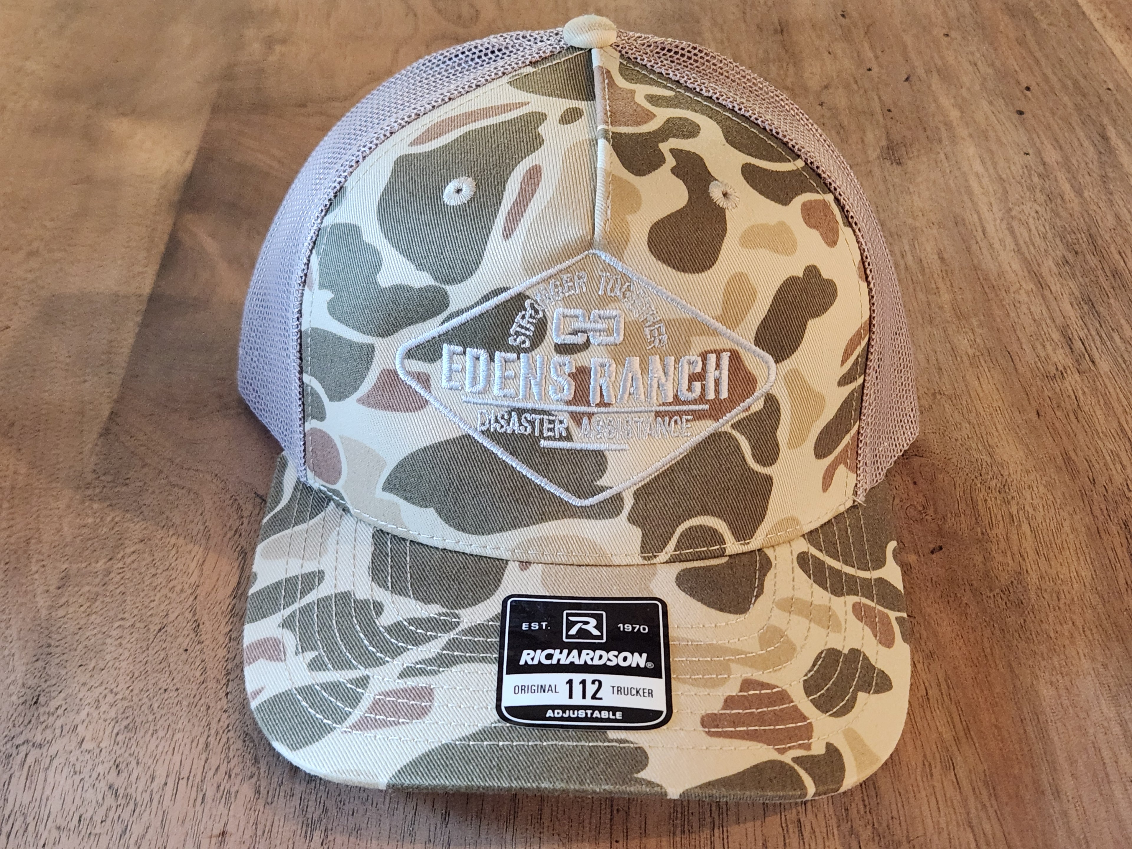 Richardson 112 Trucker Light Camo - Chainlink, Full Logo, or Leather Patch