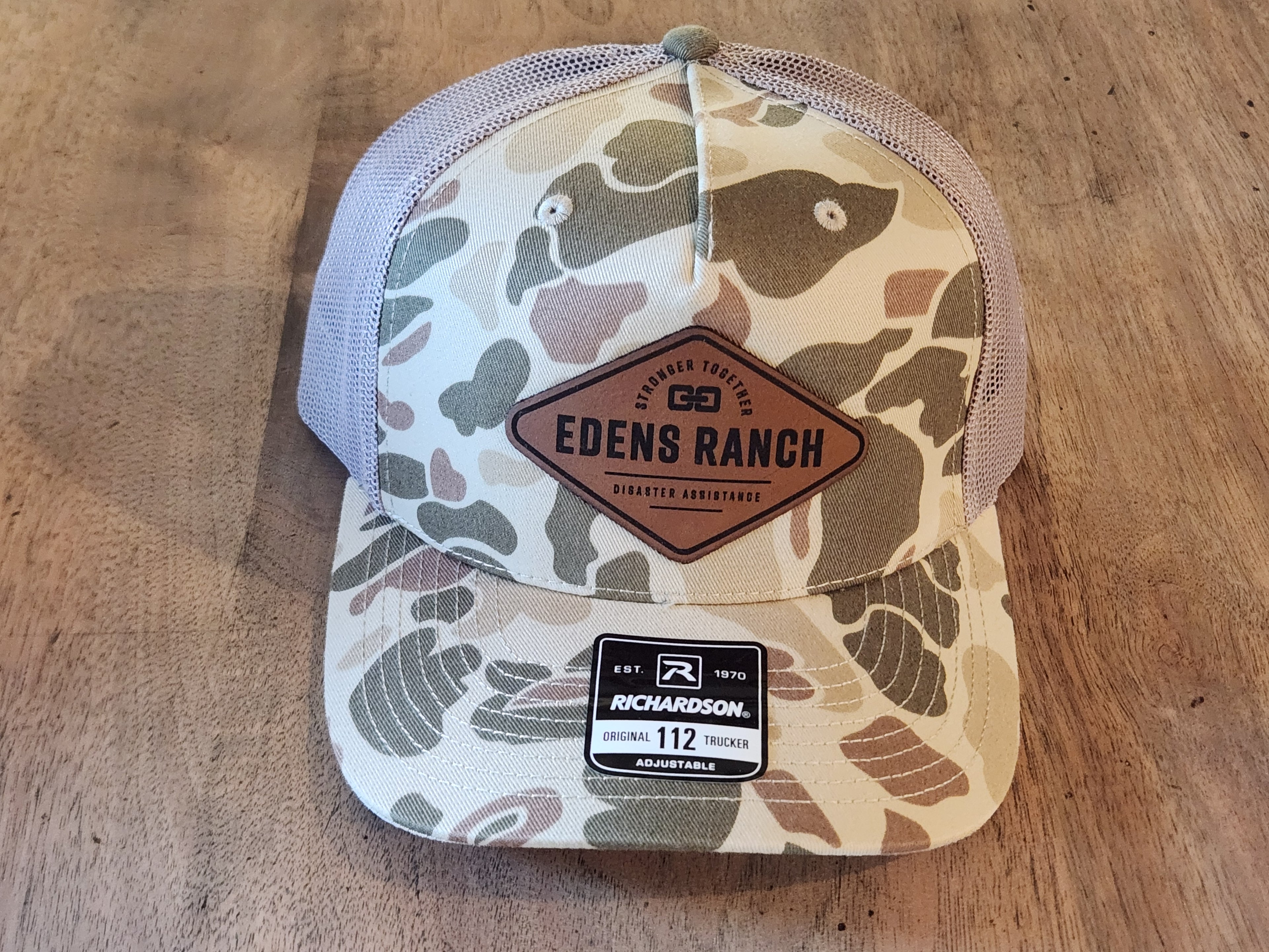Richardson 112 Trucker Light Camo - Chainlink, Full Logo, or Leather Patch