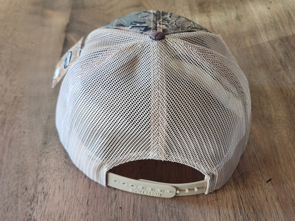 Richardson 7 Panel Leaves Tan Full Logo