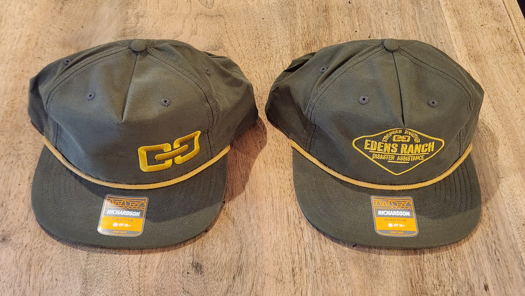 Richardson R-Active UPF 50+ Army Green Rope Hat - Chainlink, Full Logo, or Leather Patch