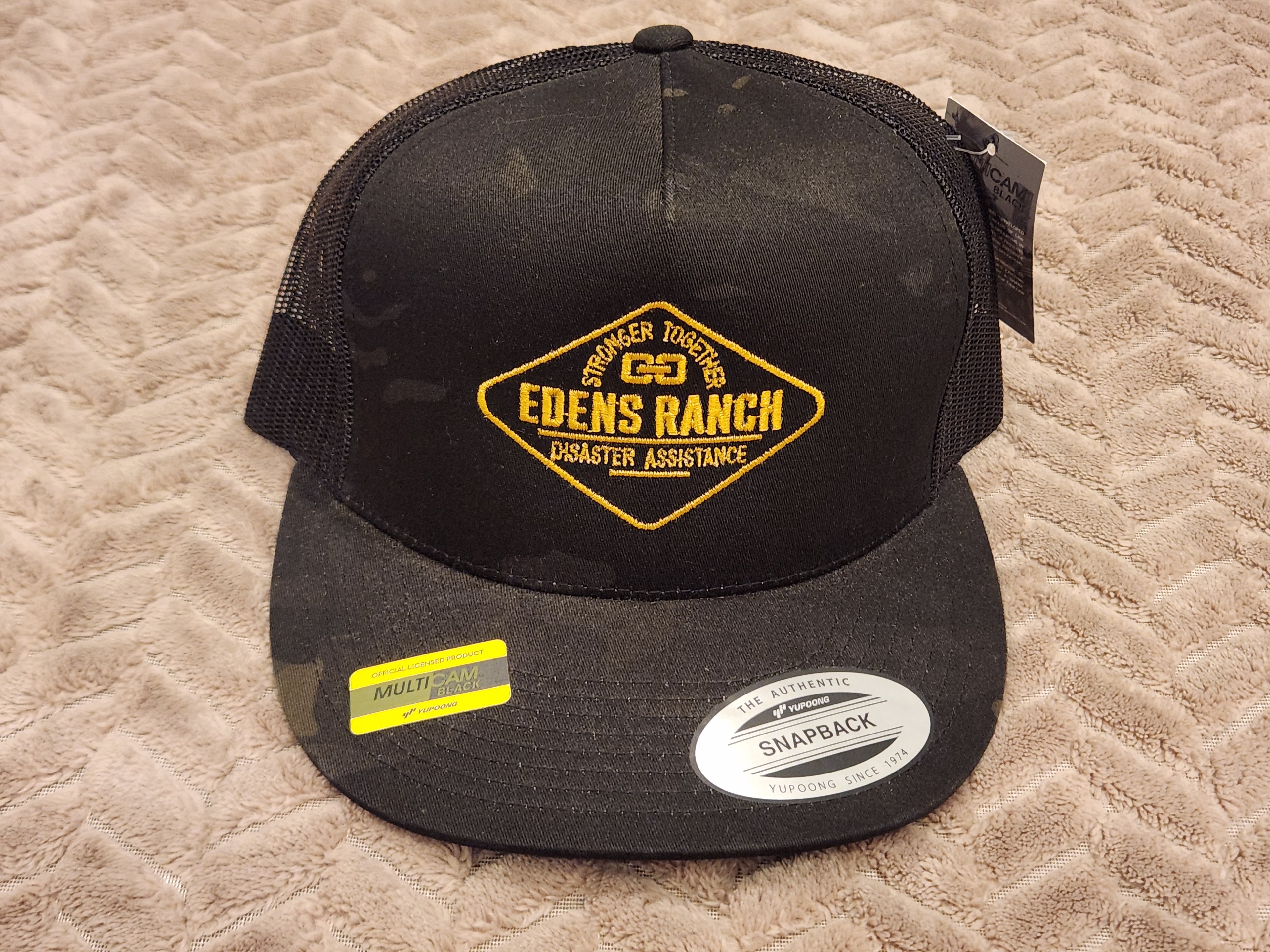 Yupoong Black Multicam withYellow Gold Full Logo